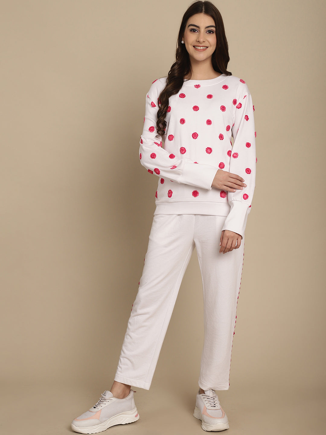 BLANC9 Polka Dots Sweatshirt With Jogger Set-B9ST157