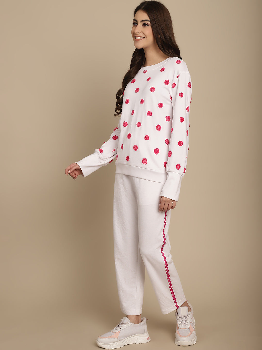 BLANC9 Polka Dots Sweatshirt With Jogger Set-B9ST157