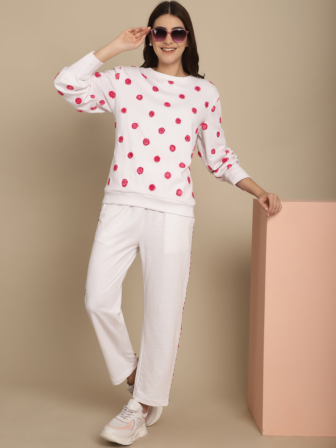 BLANC9 Polka Dots Sweatshirt With Jogger Set-B9ST157