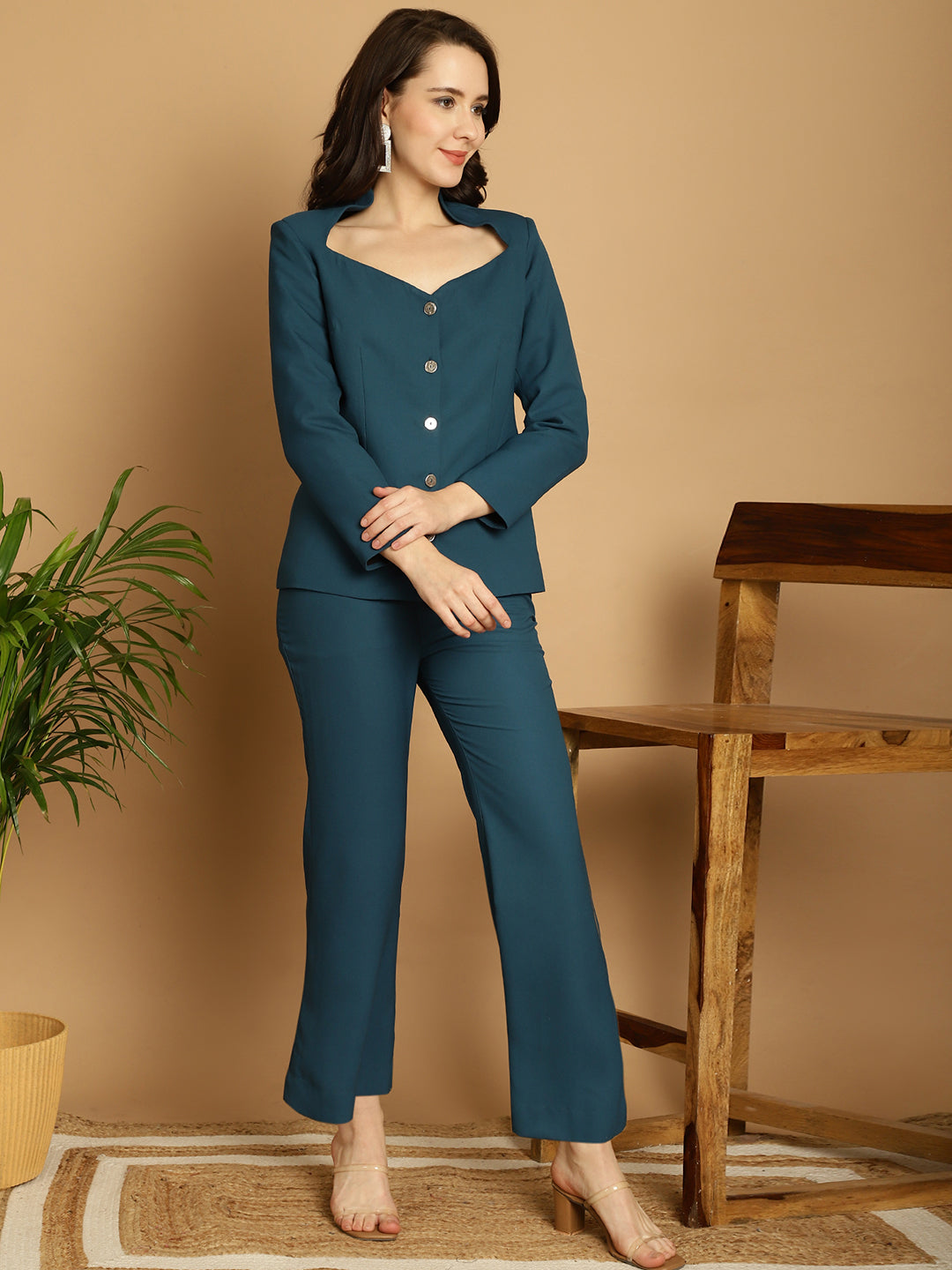 BLANC9 Trapeze Neck Top With Trouser-B9ST164