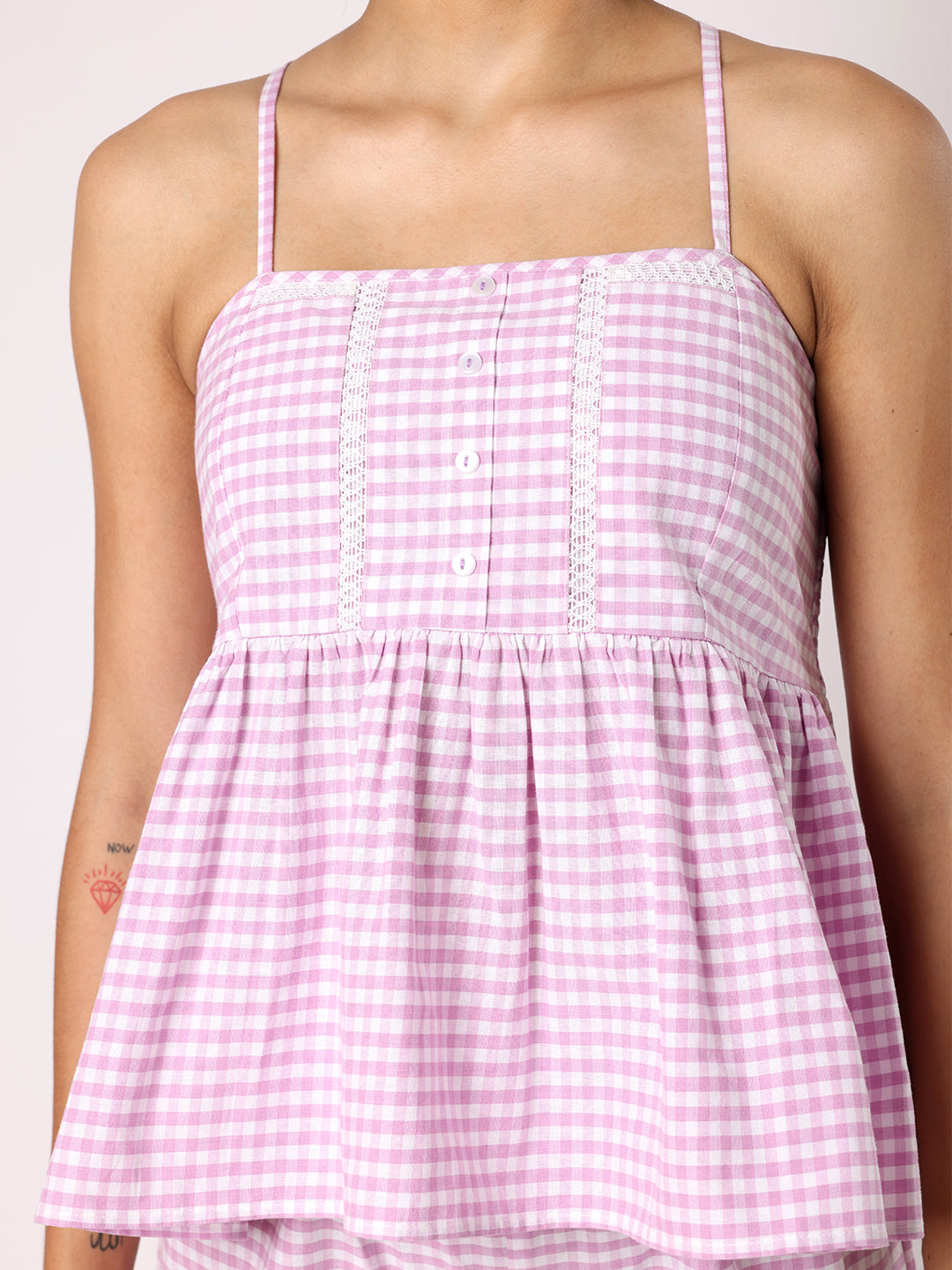 Lilac Strappy Top With Pyjama Nightwear