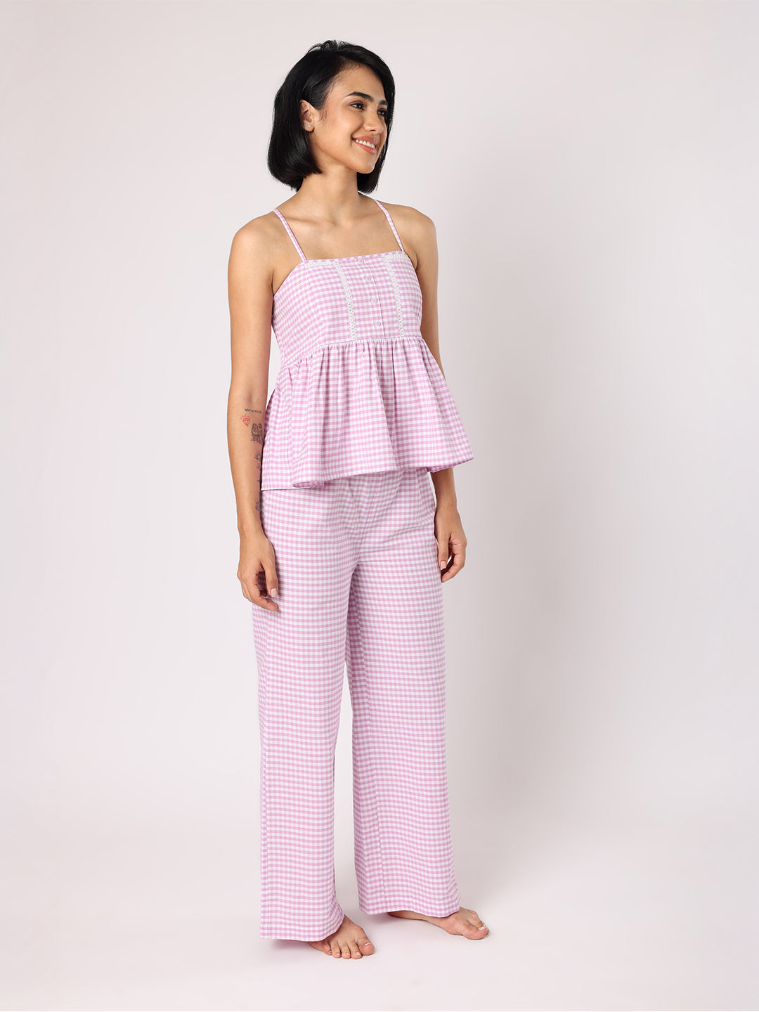 Lilac Strappy Top With Pyjama Nightwear