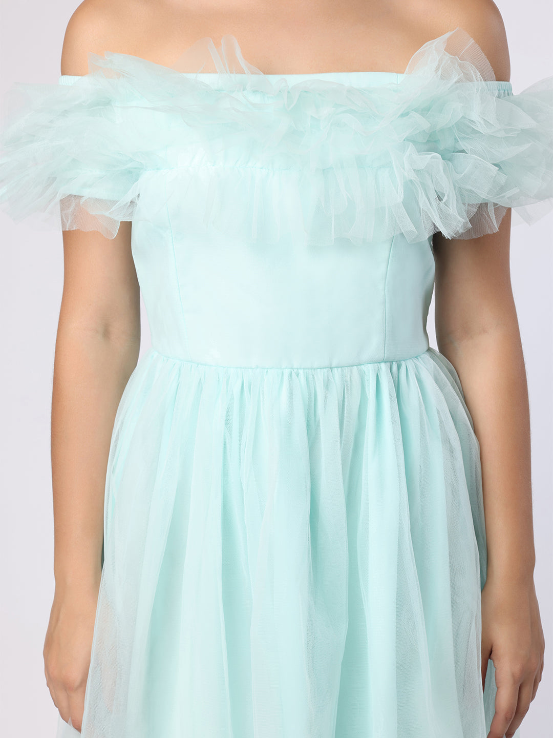BLANC9 Women Ruffled Detail Mesh Dress