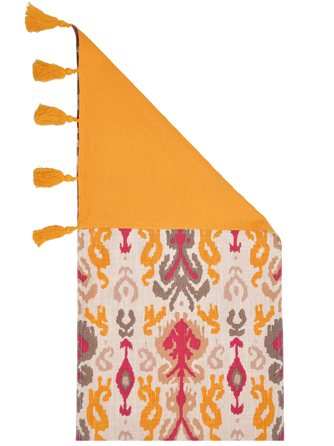 Blanc9 Rangbahar Ikat 100% Cotton Yellow 4/6 Seater Table runner