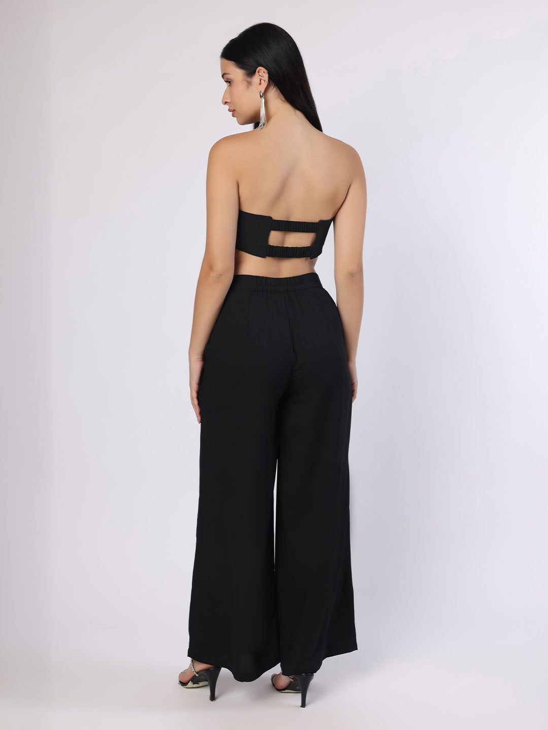 Black Party 3Pc Set With Sequinned Shrug Cami And Trousers