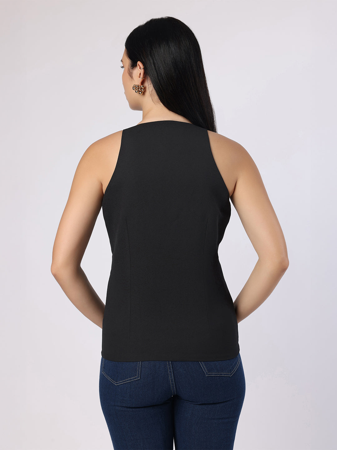 Black Top With Front Bow Detail