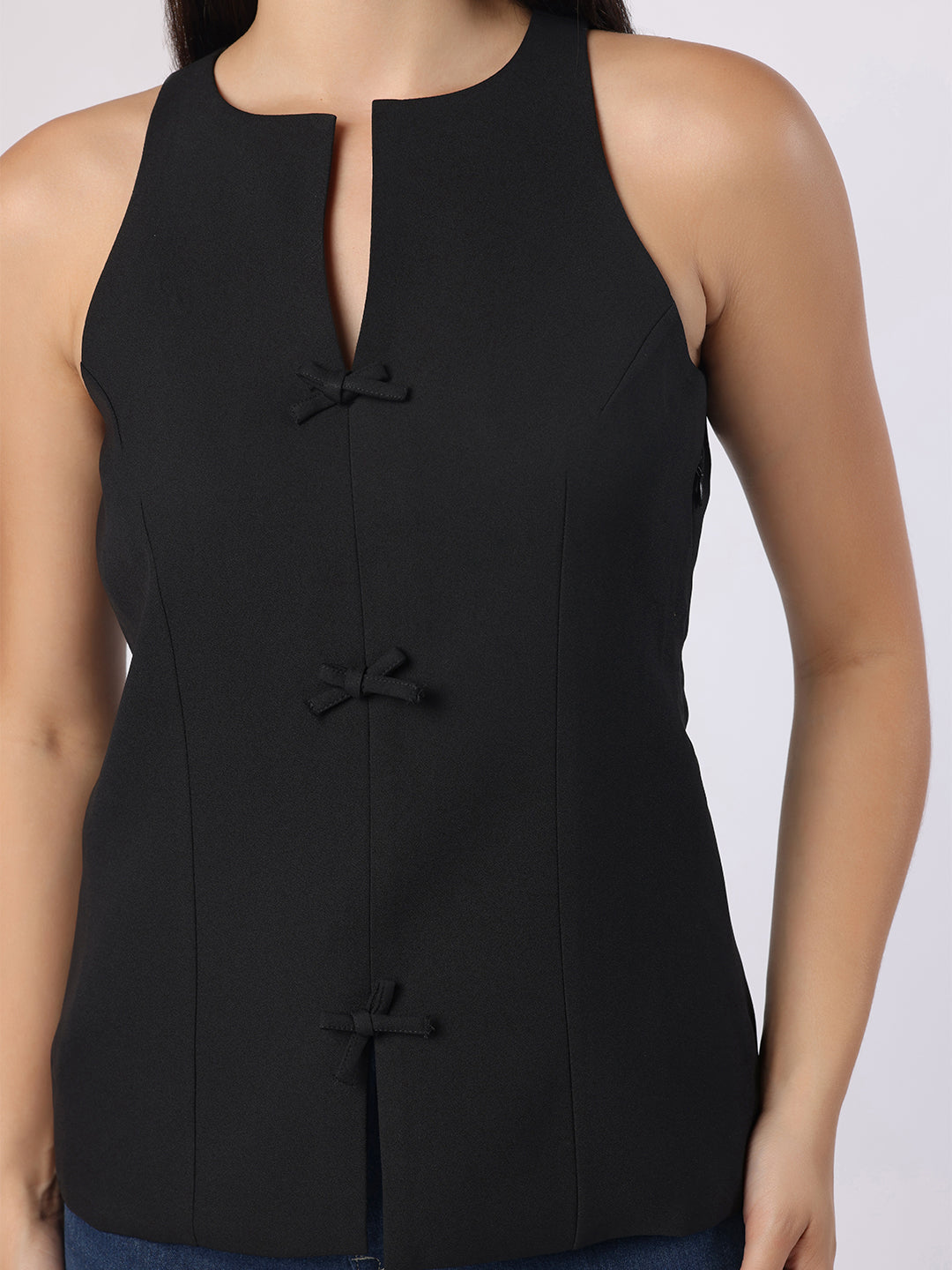 Black Top With Front Bow Detail