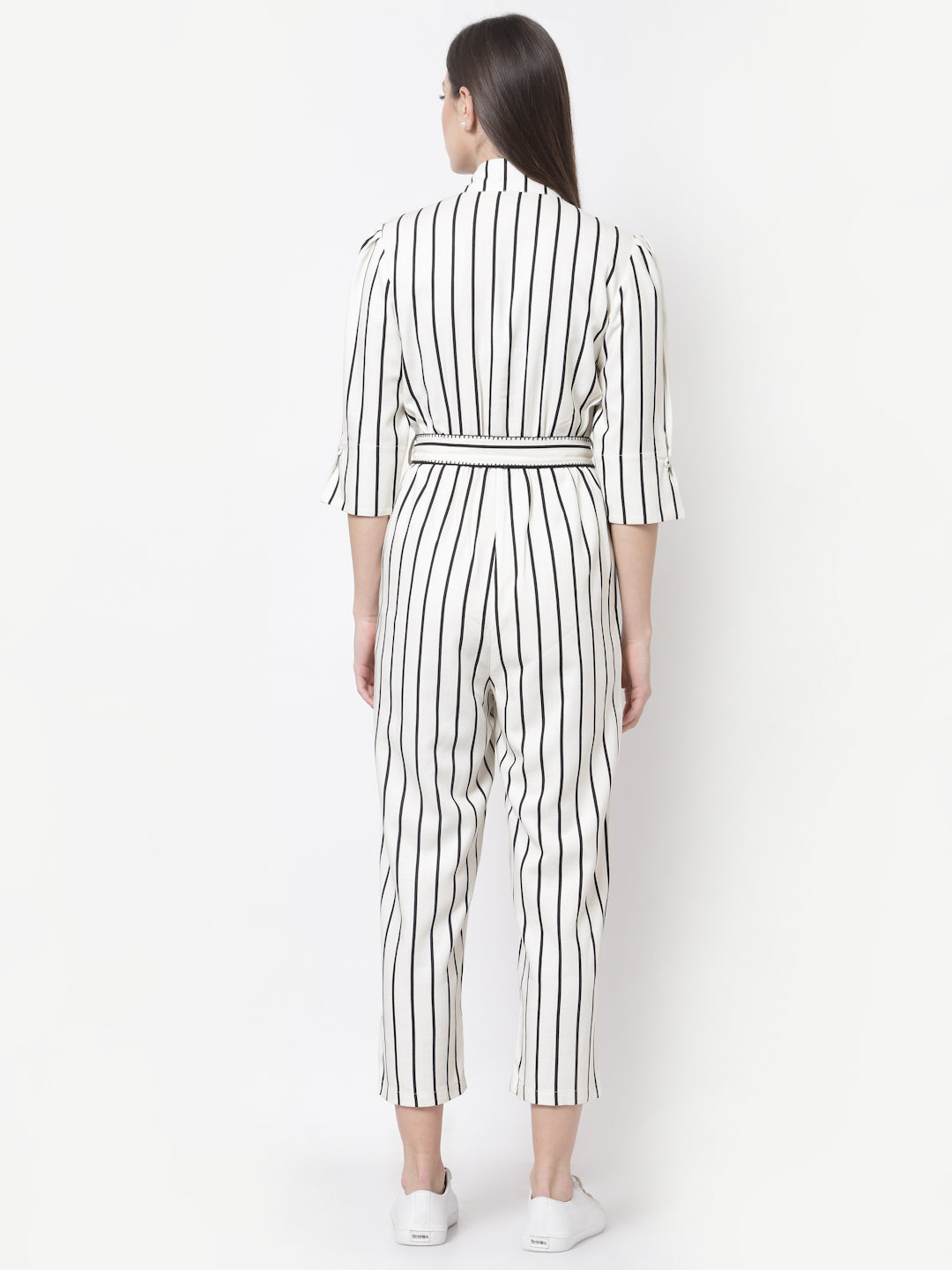 Blanc9 Beige And Black Striper Jumpsuit-B9DR90
