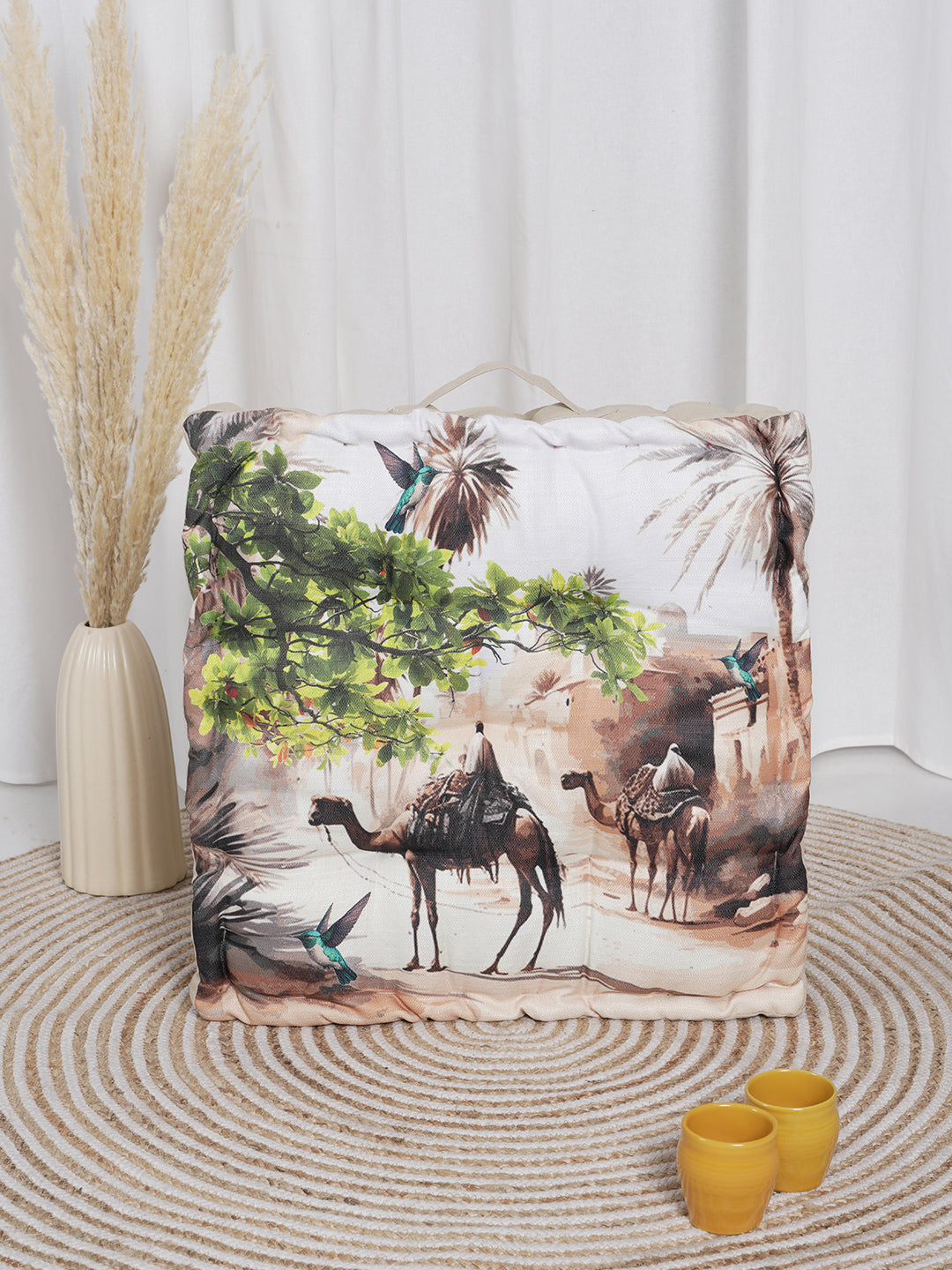 Blanc9BeigeDigitallyPrintedFloorCushion