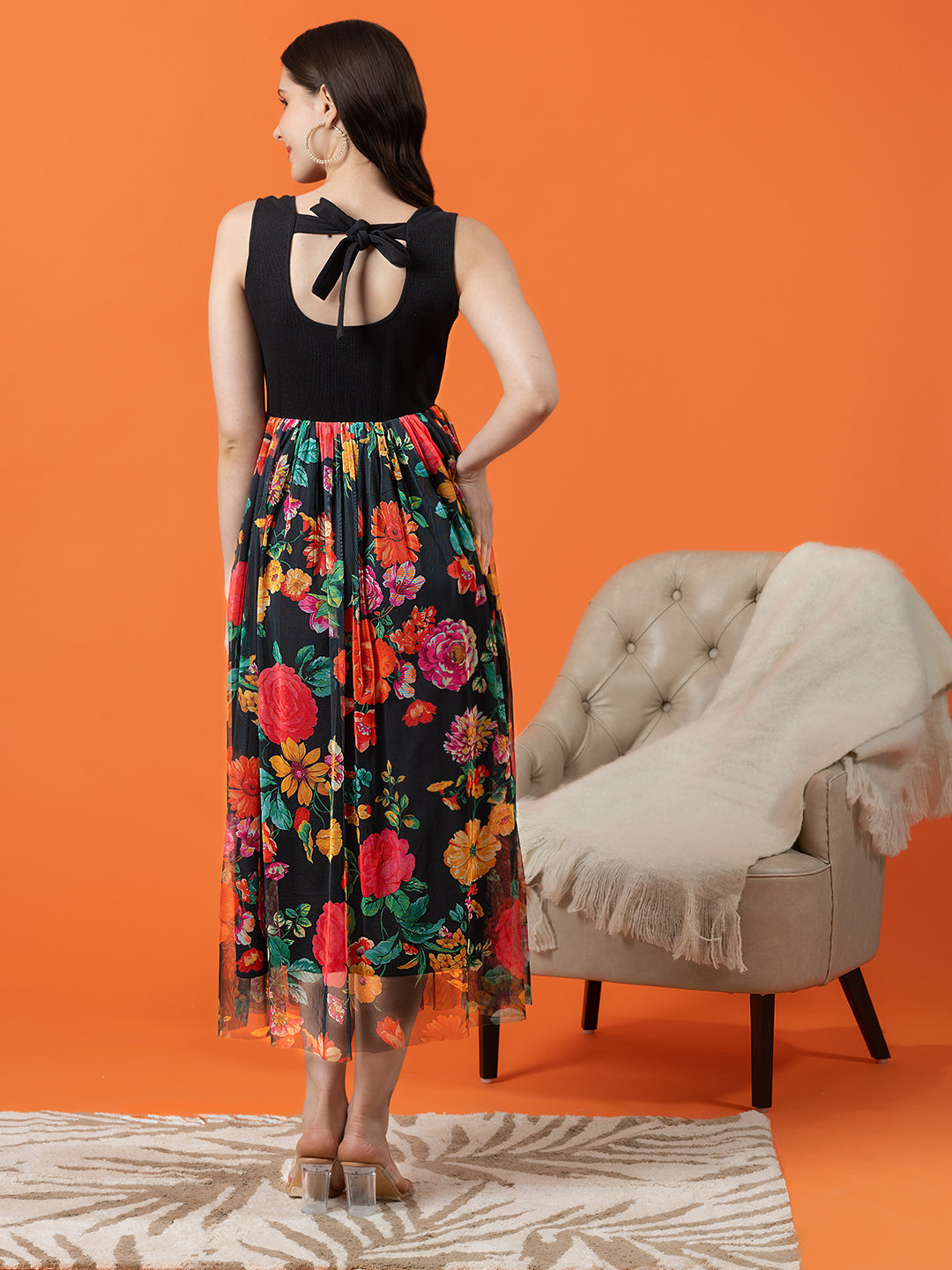 Blanc9BlackDresswithMulti-FloralMesh