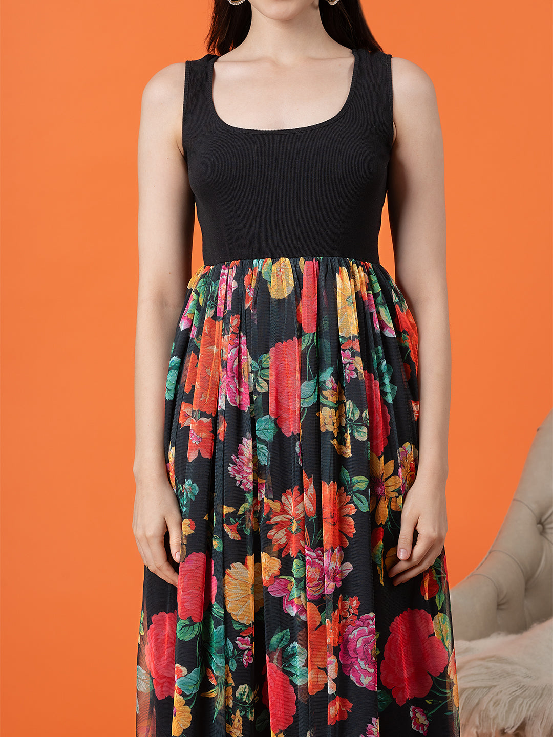 Blanc9BlackDresswithMulti-FloralMesh