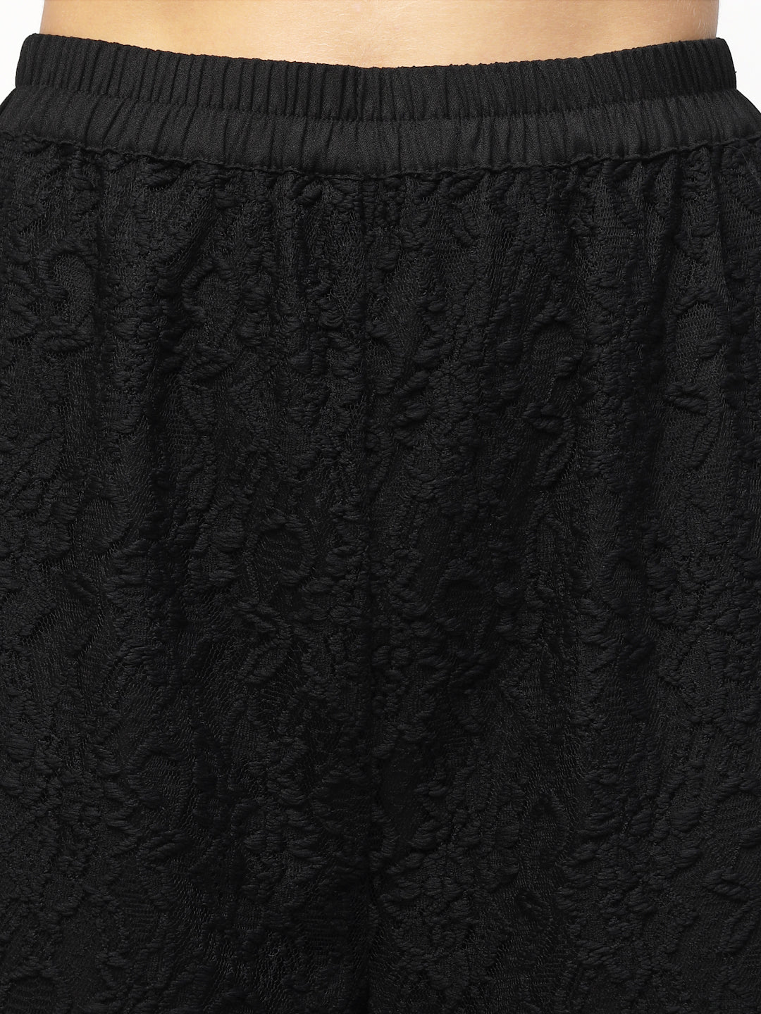 Blanc9 Black Floral Laced Shirt With Trousers Co-Ord Set-B9ST73