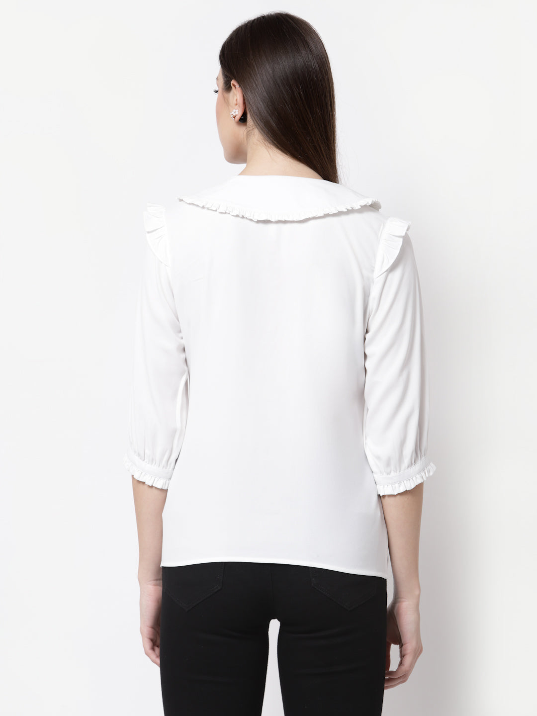 Blanc9 Black & White Big Collar Top-B9TP70W