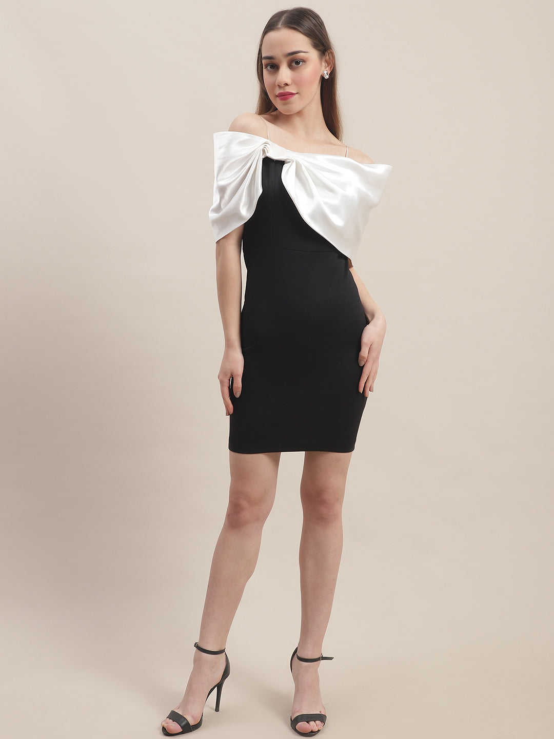 Blanc9 Black & White Bow Dress-B9DR149
