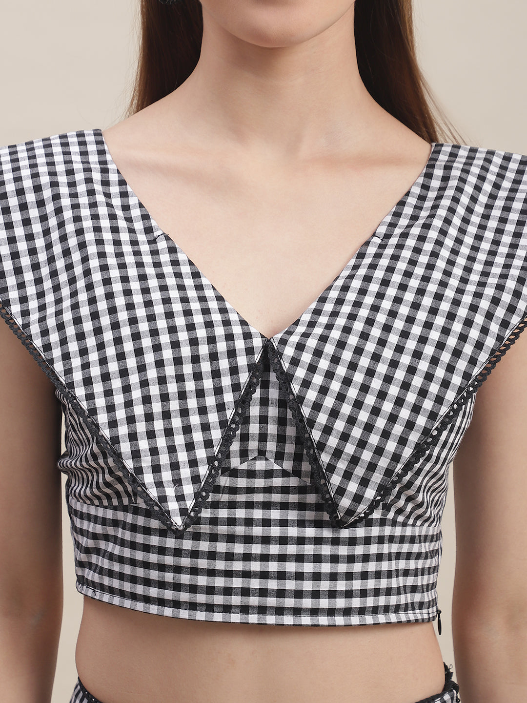 Blanc9 Black & White Checked Top With Skirt Co-Ord Set