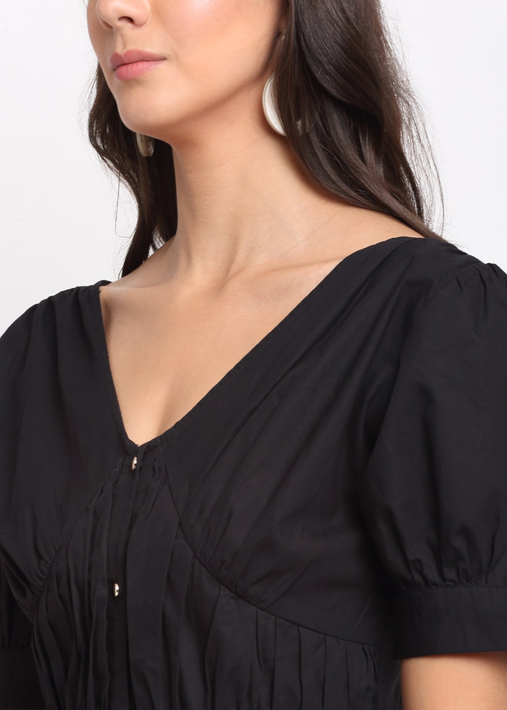 Blanc9 Ruched Waisted Black Dress