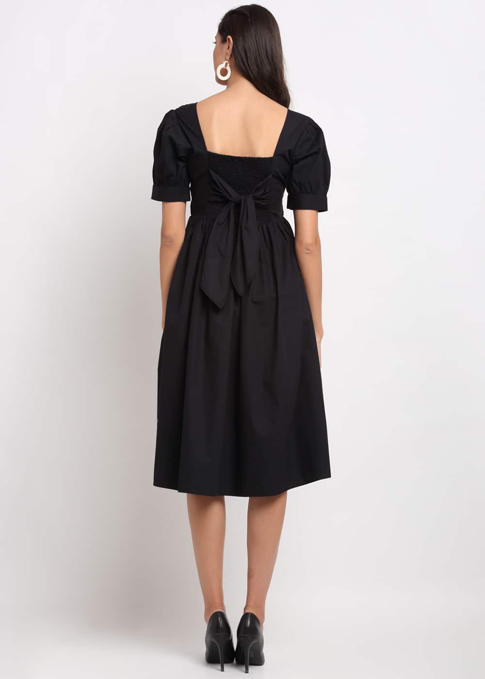 Blanc9 Ruched Waisted Black Dress
