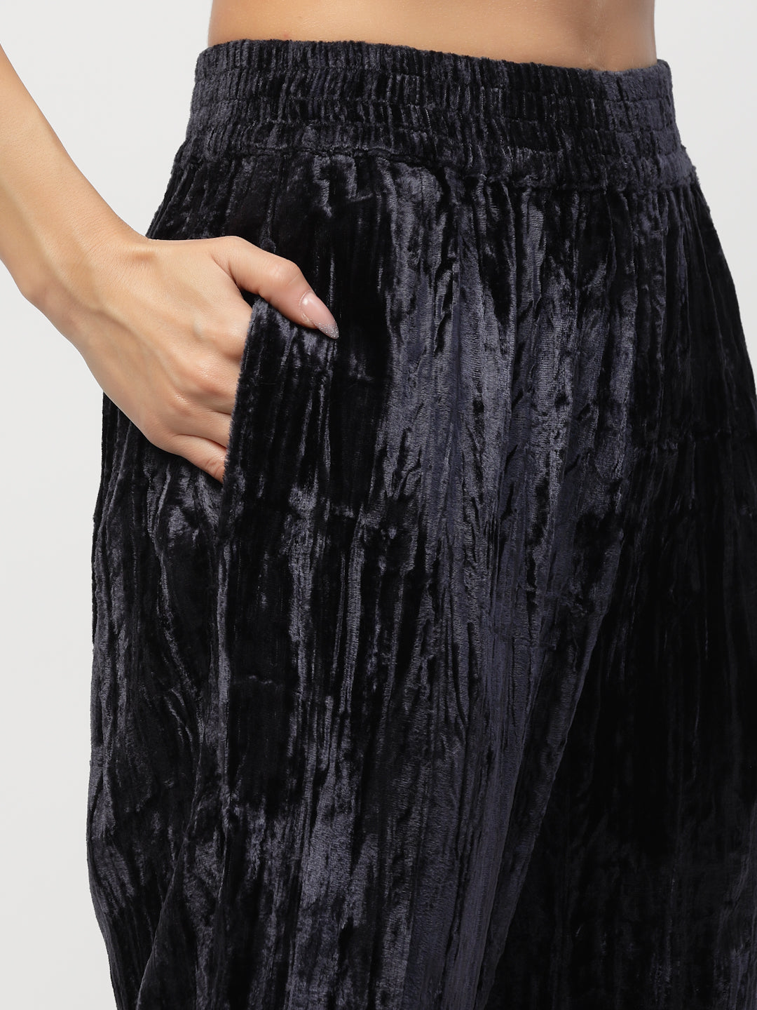 Blanc9 Blue Crushed Velvet Co-Ord Set-B9ST83