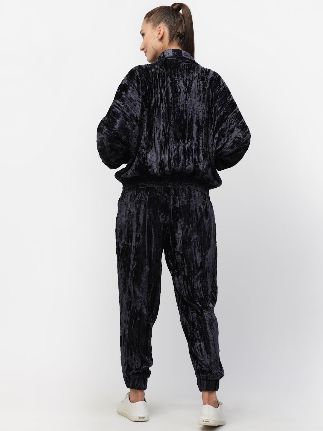 Blanc9 Blue Crushed Velvet Co-Ord Set-B9ST83