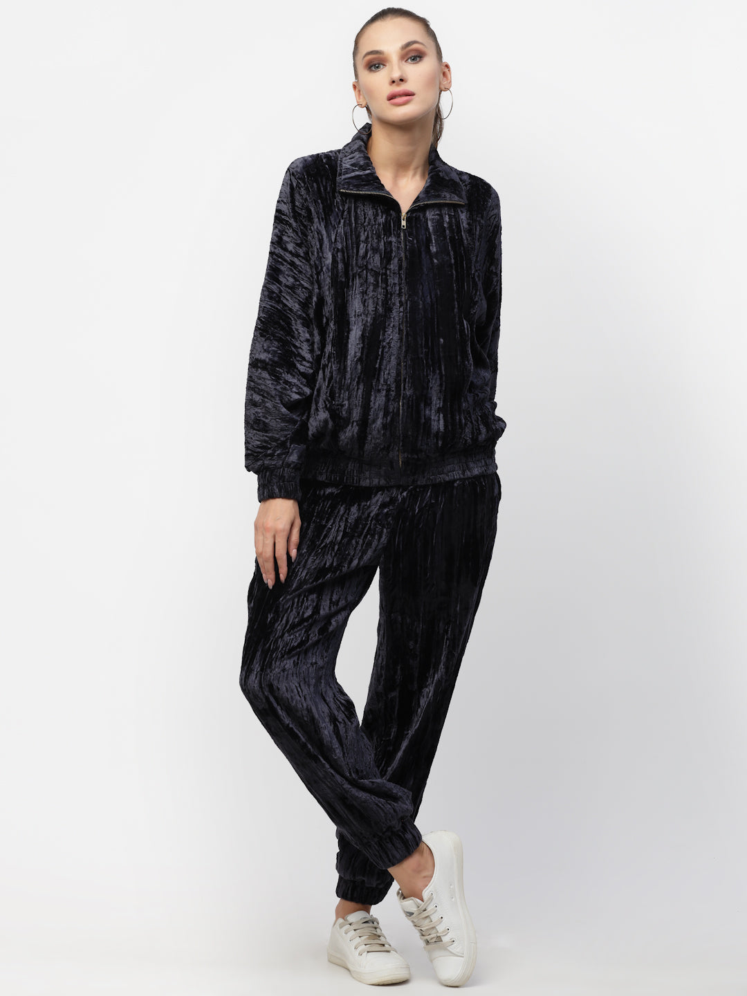 Blanc9 Blue Crushed Velvet Co-Ord Set-B9ST83