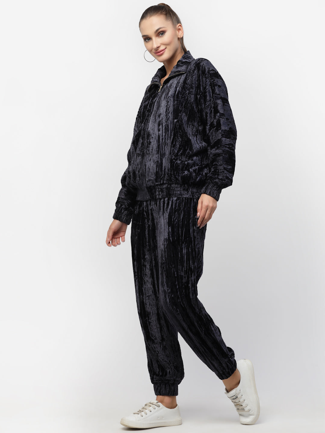 Blanc9 Blue Crushed Velvet Co-Ord Set-B9ST83