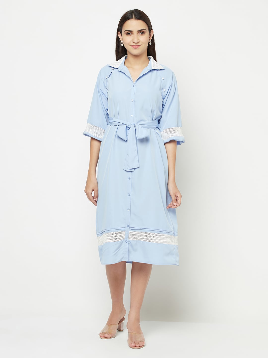 Blanc9 Detachable Sleeves Lace Dress