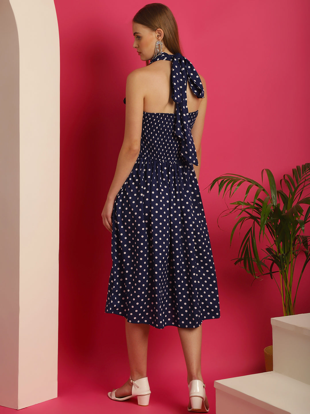 Blanc9BluePolkaPrintedDress
