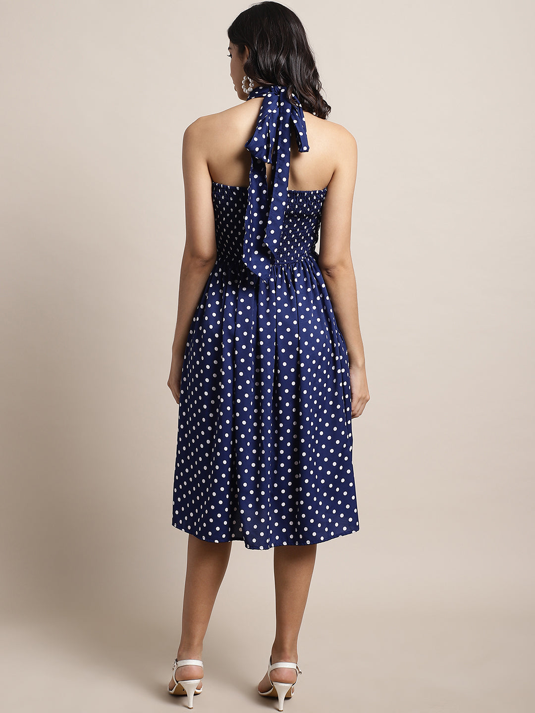 Blanc9 Blue Polka Printed Dress