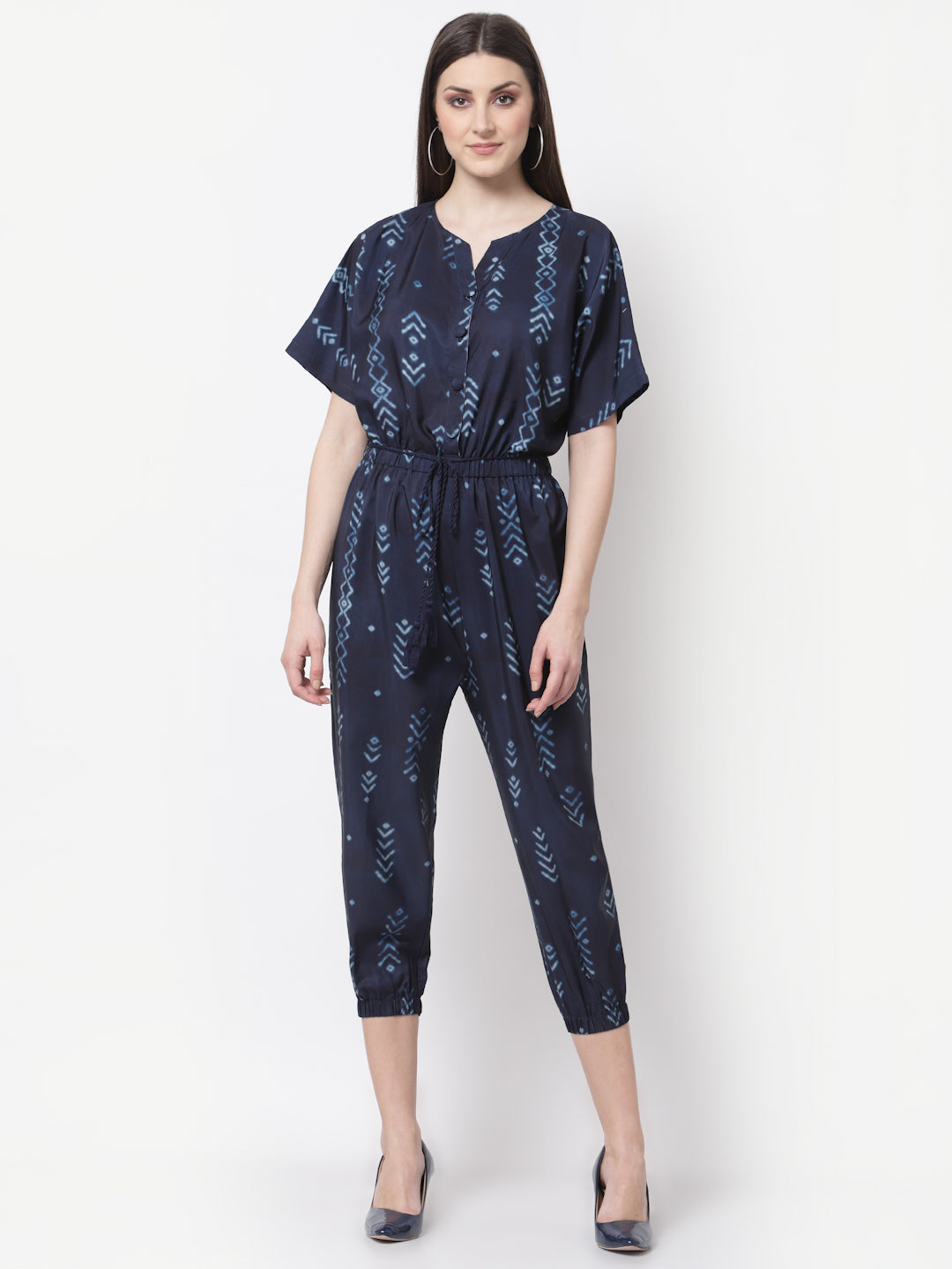 Blanc9 Blue Shibori Print Jumpsuit-B9DR89