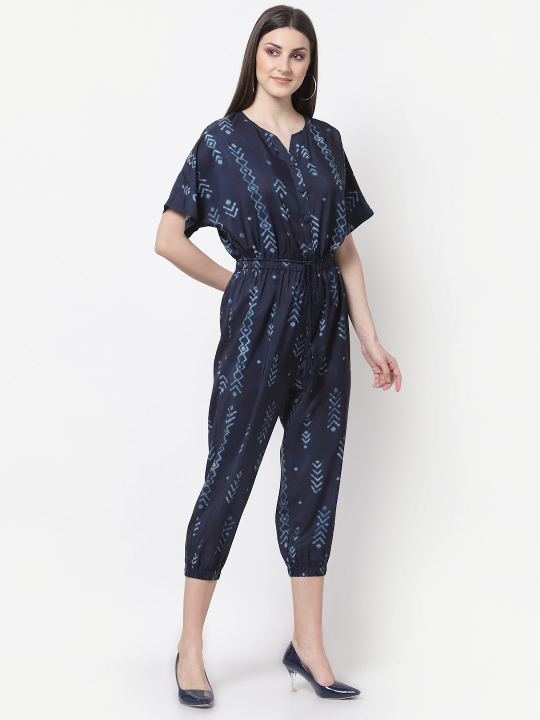 Blanc9 Blue Shibori Print Jumpsuit-B9DR89