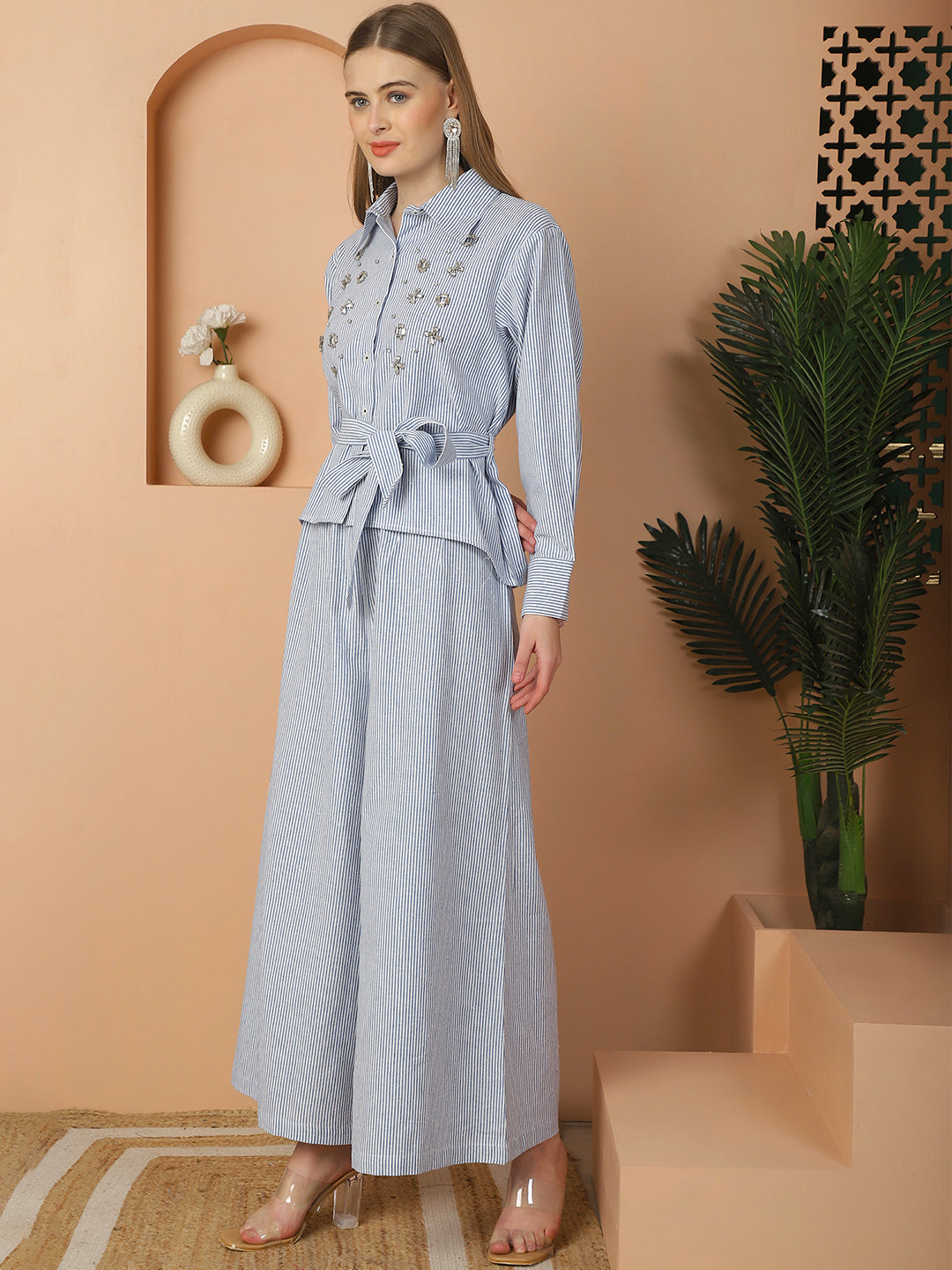 Blanc9BlueStripePrintLoungeWear-B9ST135-