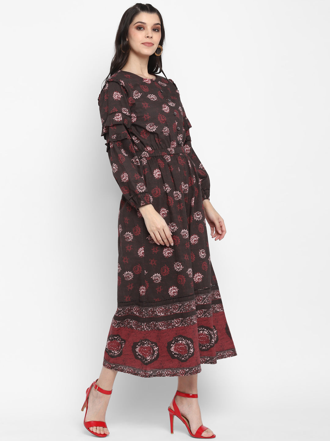 Blanc9 Batik Print Flare Jumpsuit