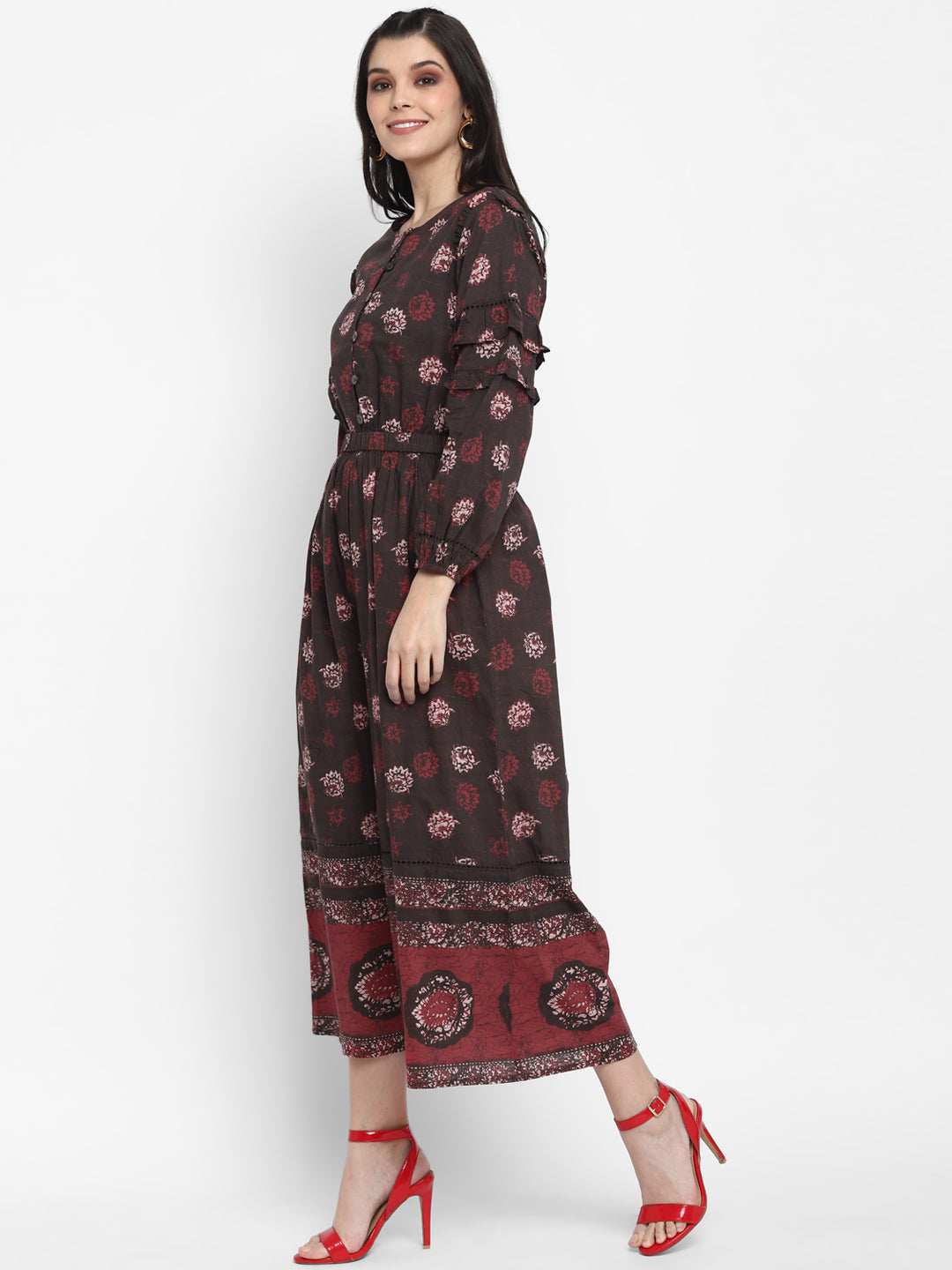 Blanc9 Batik Print Flare Jumpsuit