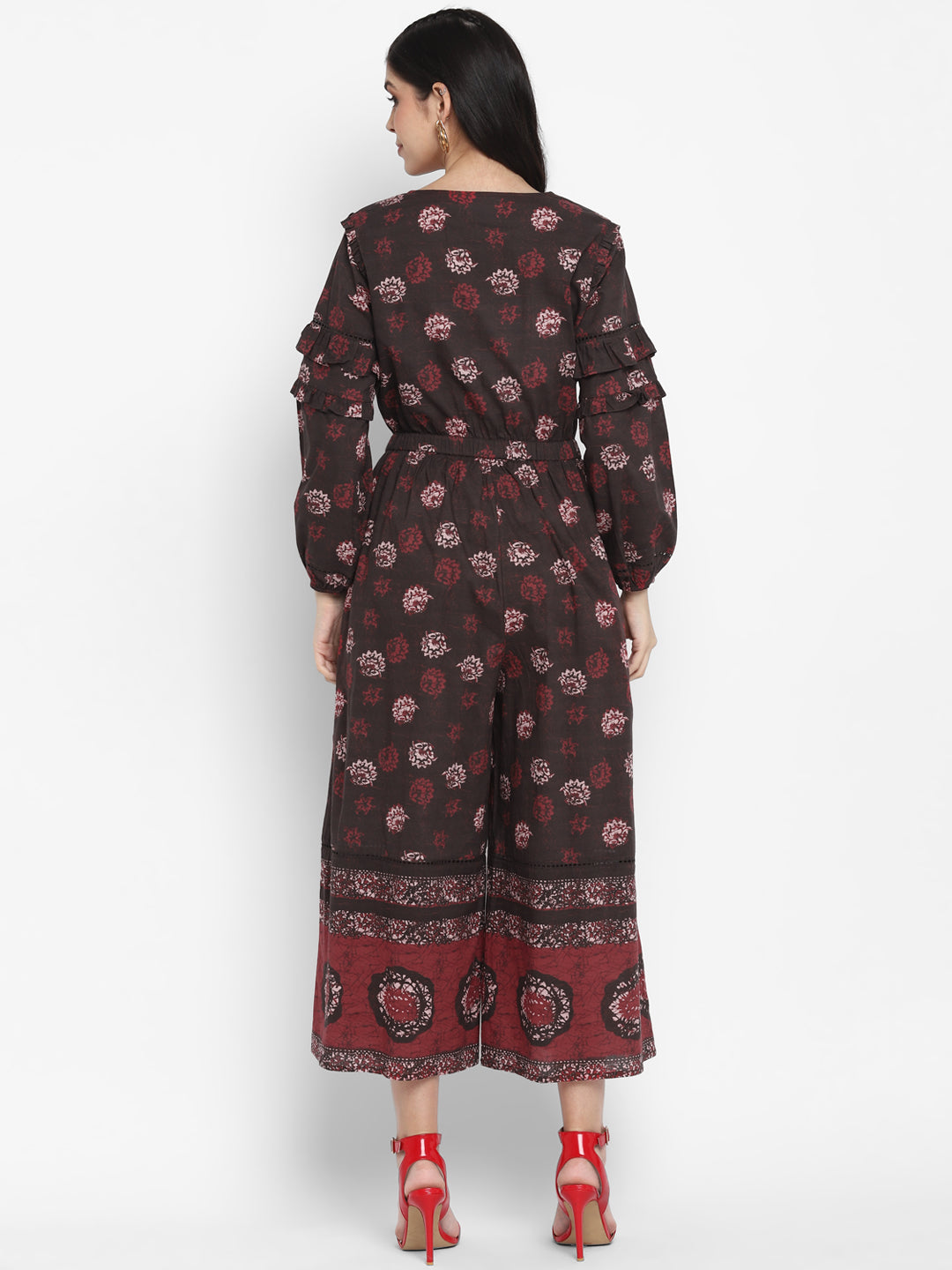 Blanc9 Batik Print Flare Jumpsuit