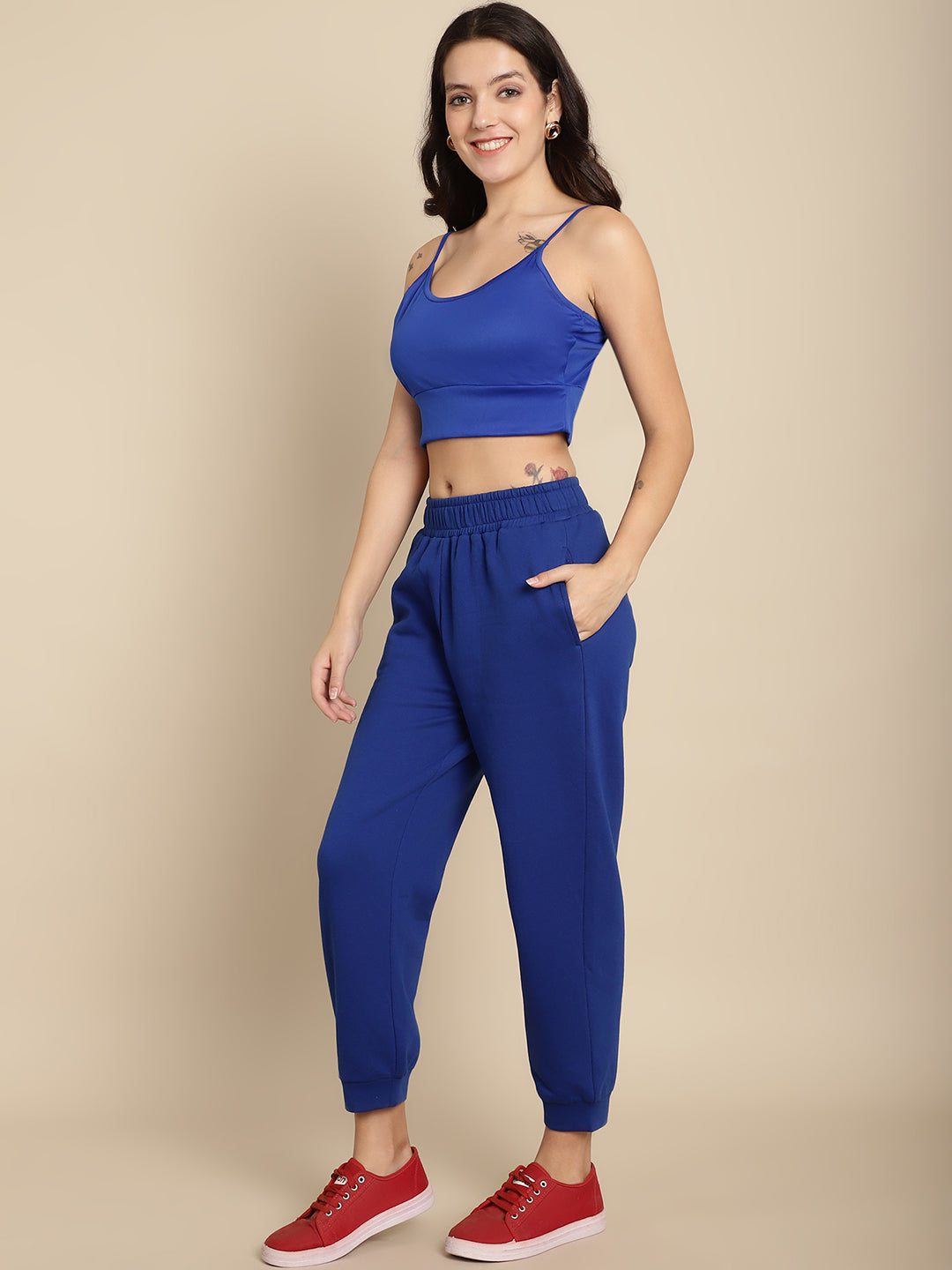 Blanc9 CROPPED SWEATSHIRT WITH CAMI & JOGGER