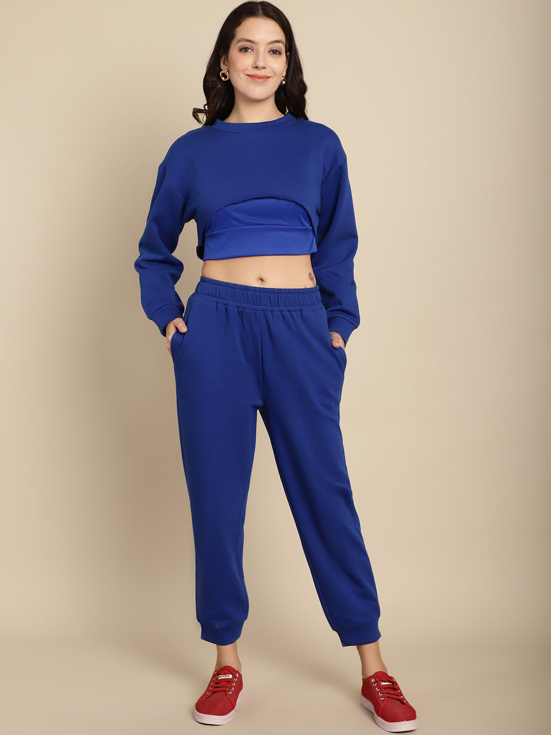 Blanc9 CROPPED SWEATSHIRT WITH CAMI & JOGGER