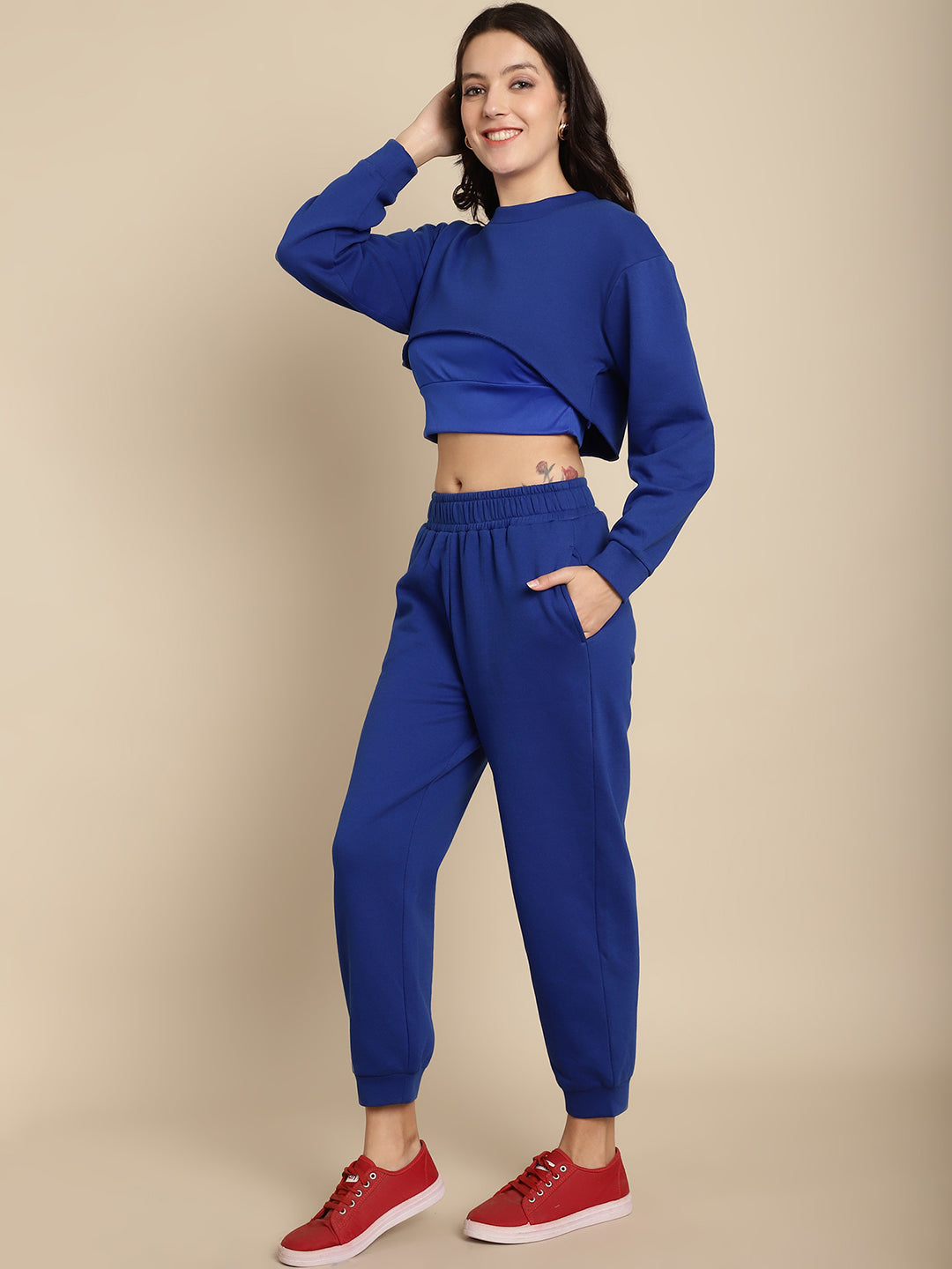 Blanc9 CROPPED SWEATSHIRT WITH CAMI & JOGGER