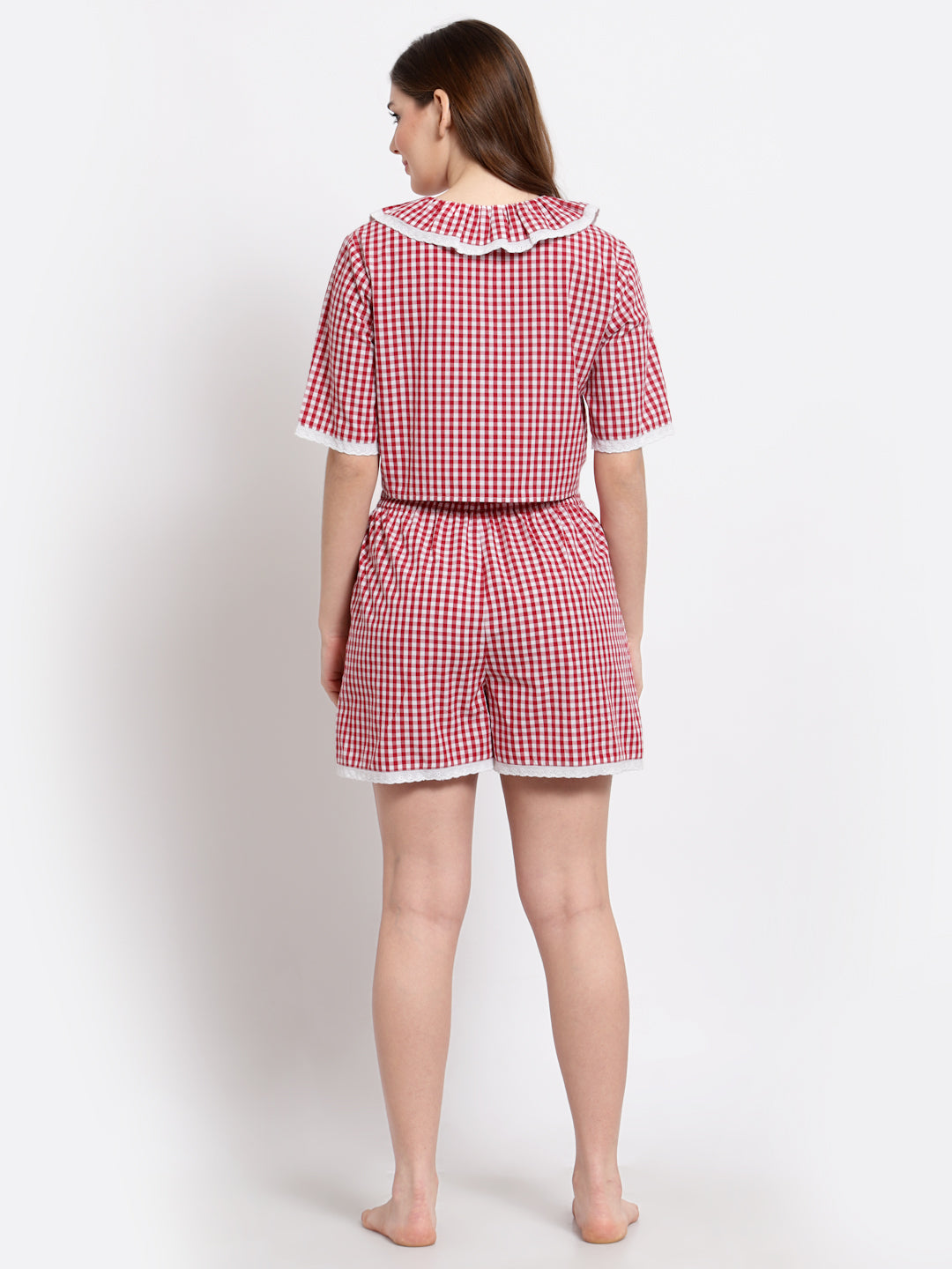 Blanc9 Checks Top With Shorts Night Set-B9NW55