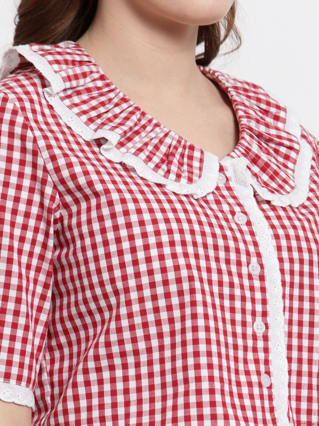 Blanc9 Checks Top With Shorts Night Set-B9NW55