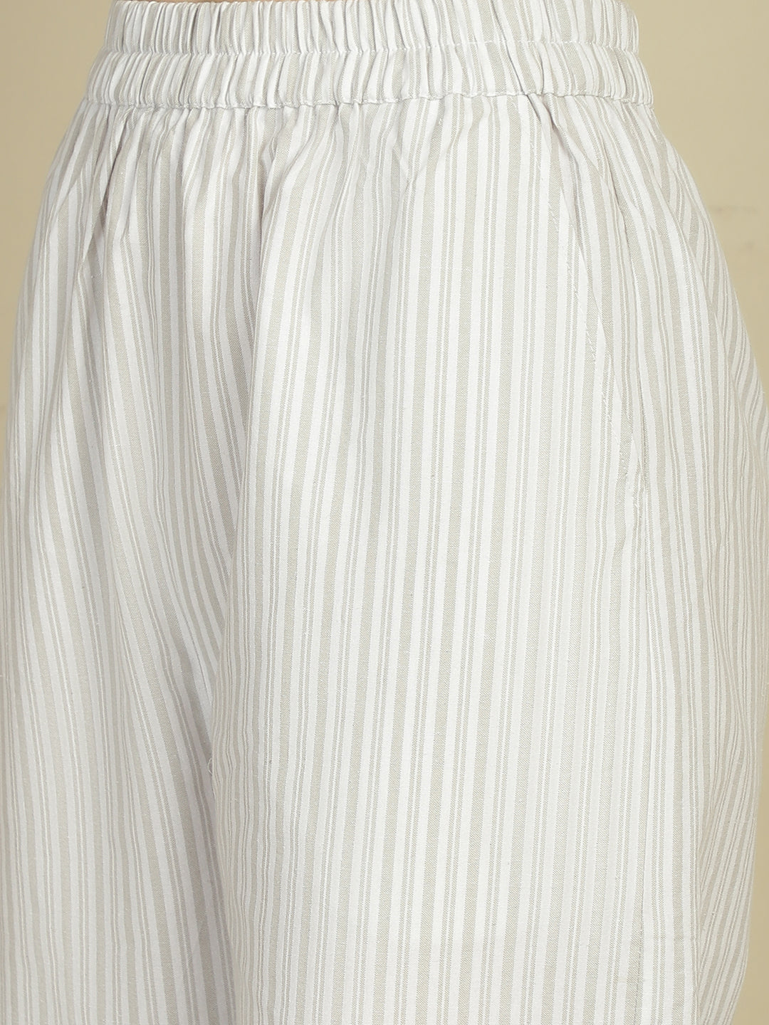 Blanc9 Contrast Black Lace Grey & White Stripes Nightwear