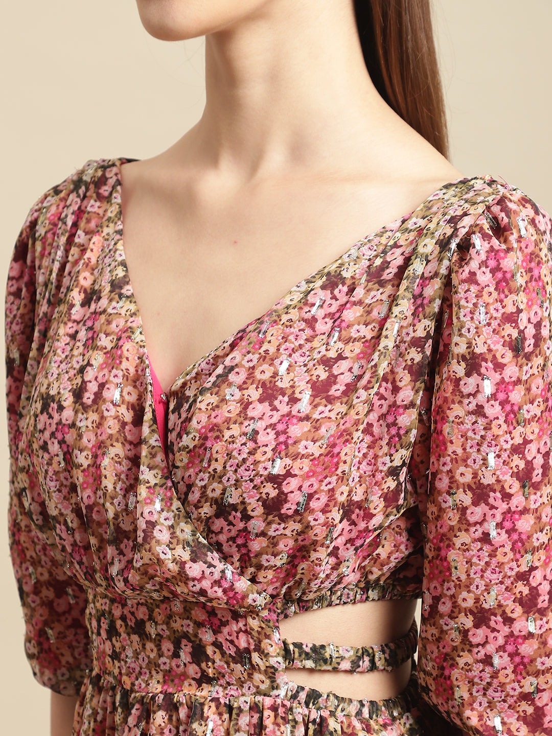 Blanc9 Cut-Out Floral Printed Dress-B9DR139