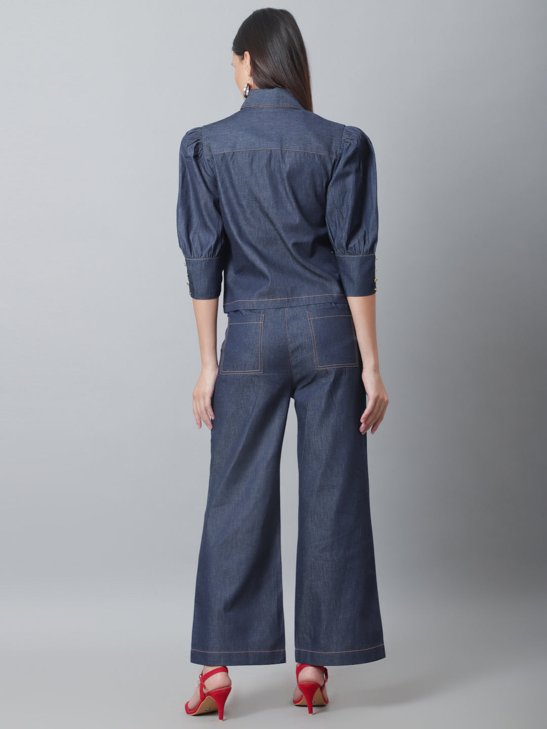 Denim Jacket With Flared Pants Co-Ord Set
