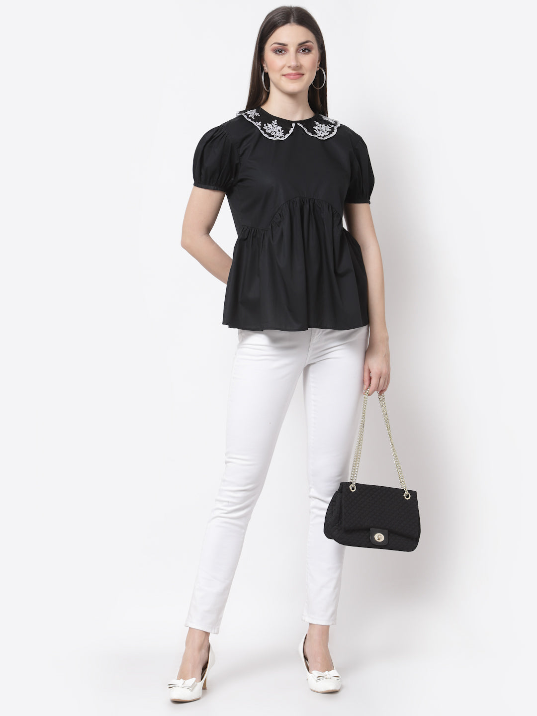Blanc9 Detachable Collar Black Top-B9TP69