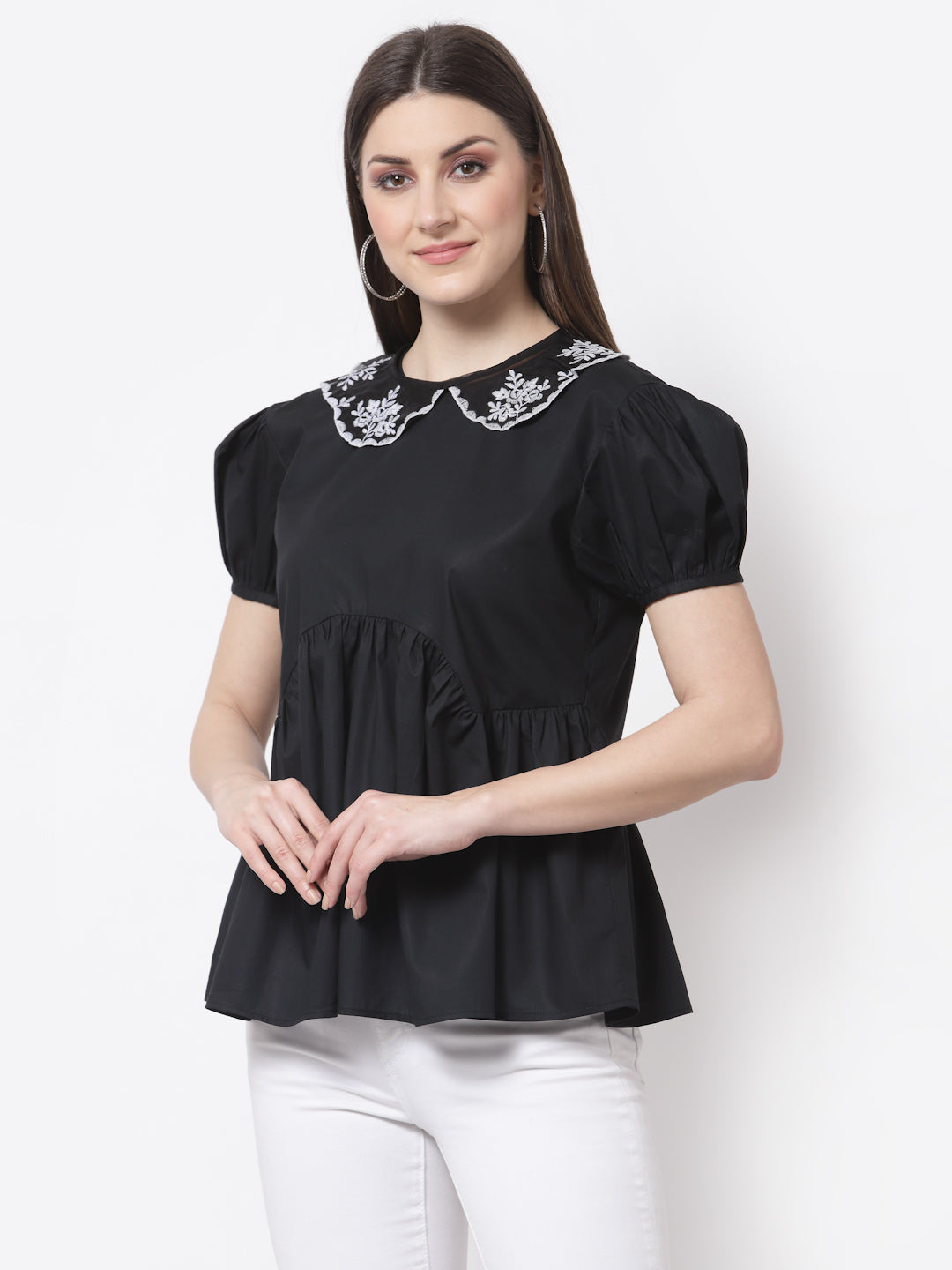 Blanc9 Detachable Collar Black Top-B9TP69
