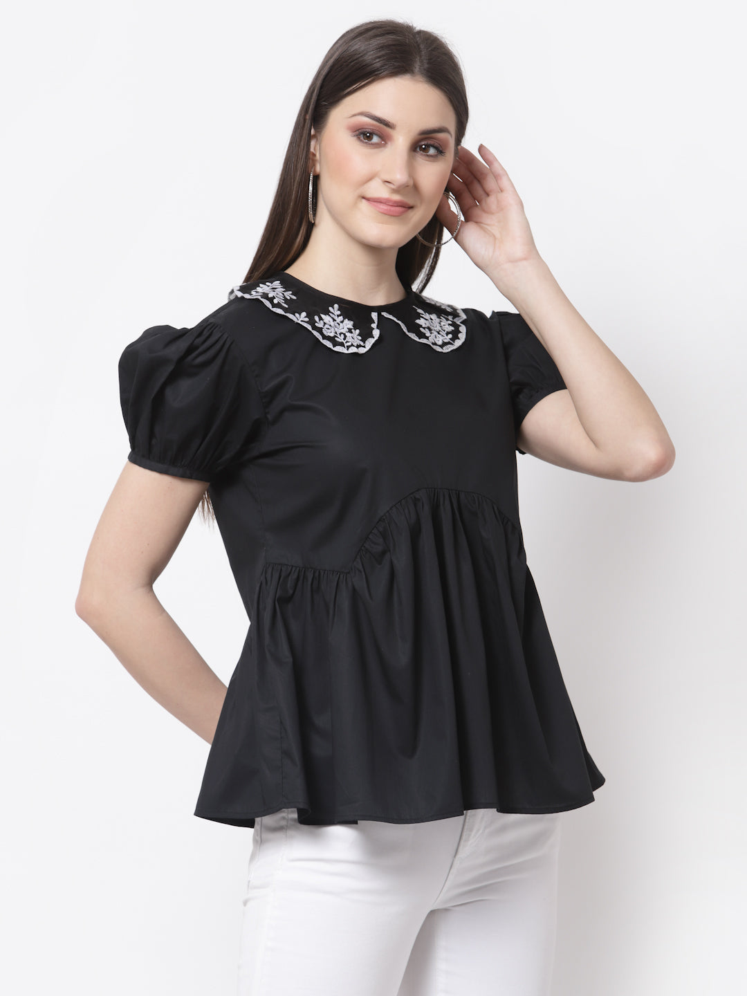 Blanc9 Detachable Collar Black Top-B9TP69