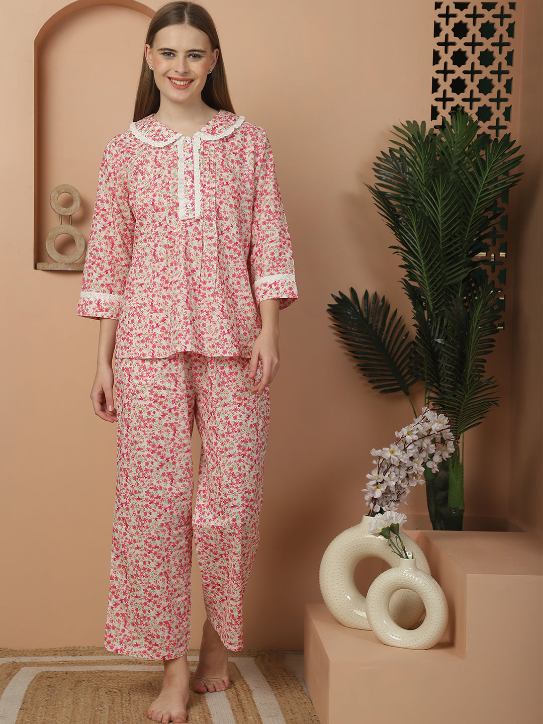 Blanc9 Ditsy Pink Floral Pyjama Set-B9NW18N