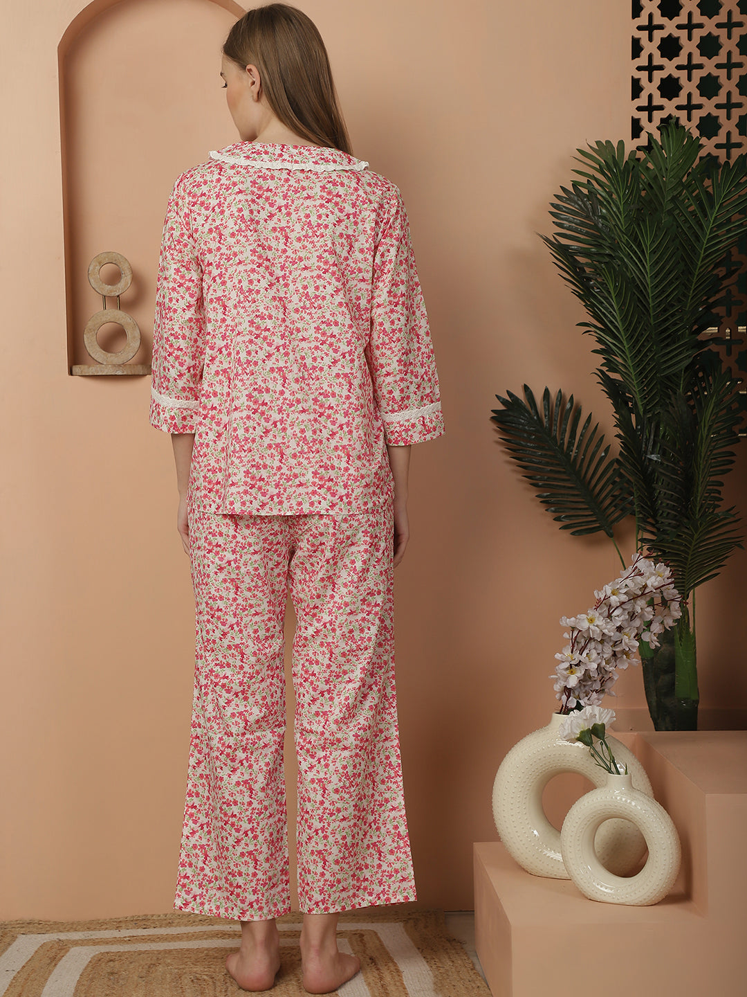 Blanc9 Ditsy Pink Floral Pyjama Set-B9NW18N