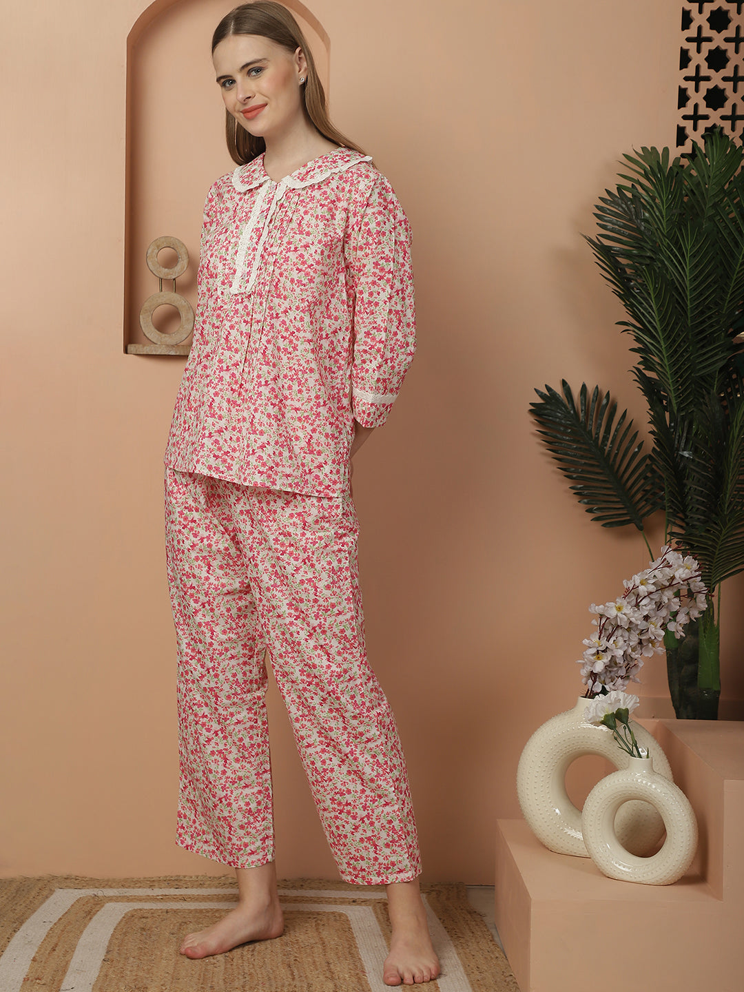 Blanc9 Ditsy Pink Floral Pyjama Set-B9NW18N