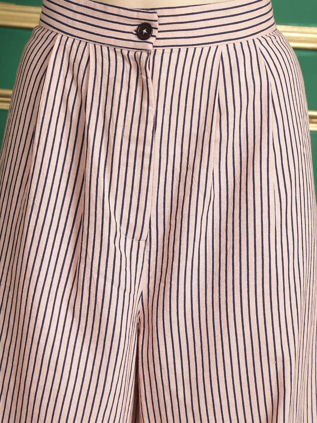 Blanc9DustyPeach_BlueStripesHalterNeckTopwithTrousers