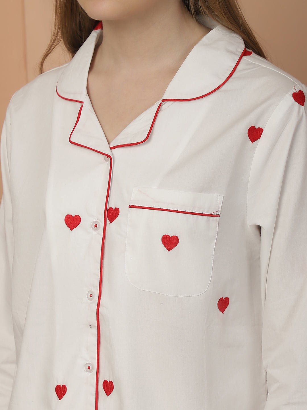 Blanc9EmbroideredHeartPyjamaNightwearSet-B9NW07